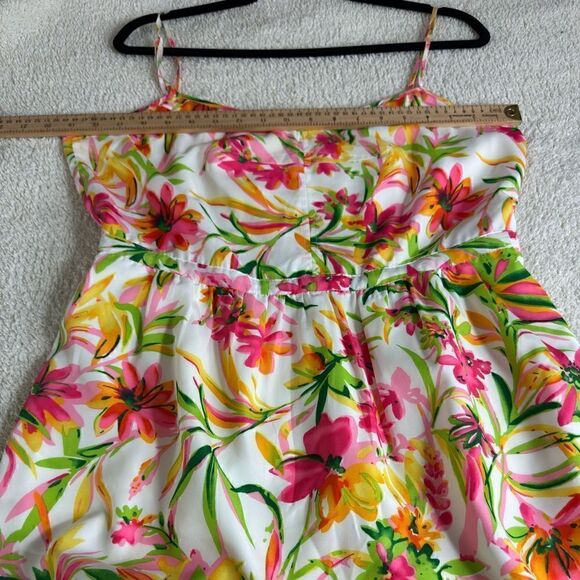 J. Crew Dress Womens Size 14 Printed Seaside Cami Floral Colorful Summer satin - Picture 5 of 11